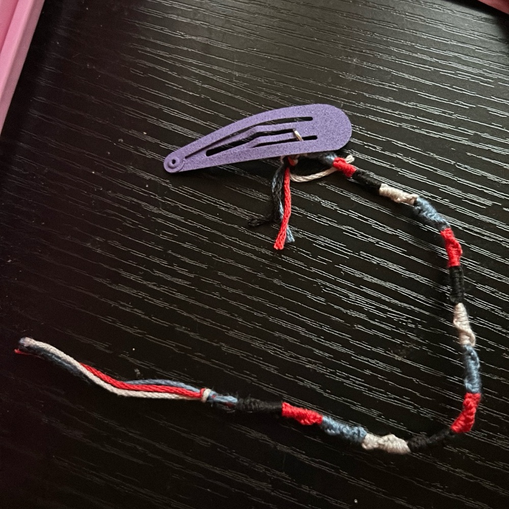 Purple Hair Clip with Multicolor String hair wrap- slate